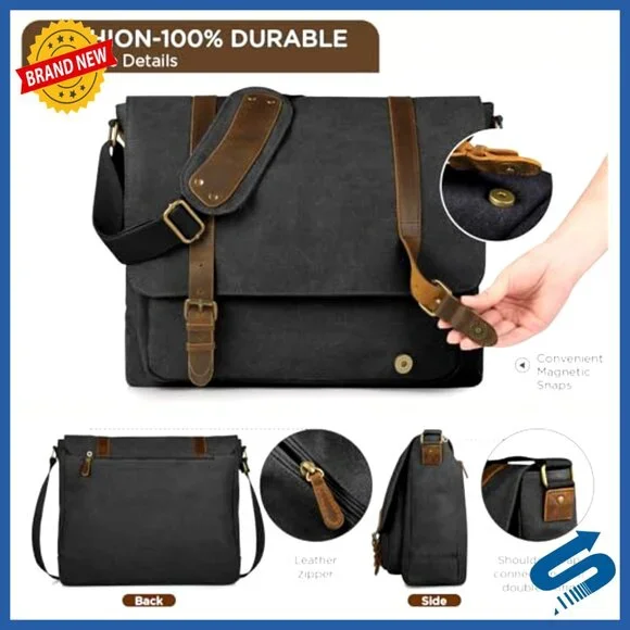 Vintage Canvas Messenger Bag Retro Classic Laptop Satchel Adjustable Shoulder